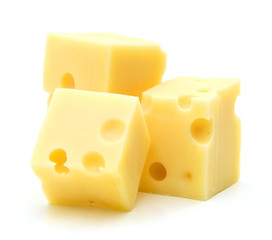 piece of cheese isolated on a white background