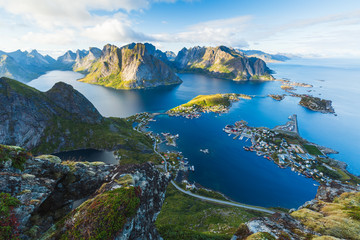 Widok Reine w Lofoten, Norwegia