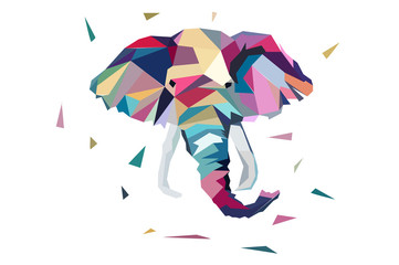Pokoloruj słonia. w stylu low poly