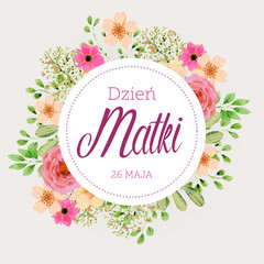 Dzień Matki 26 Maja - kartka z motywem kwiatowym
