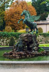 Pegasus fountain (1913) or Pegasusbrunnen in Mirabell garden, Salzburg, Austria