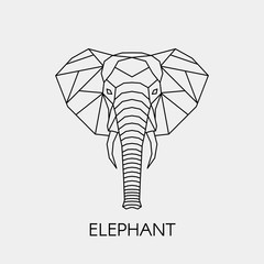 Streszczenie wielokątne głowy słonia. Afrykańska linia geometryczna. Ilustracji wektorowych.