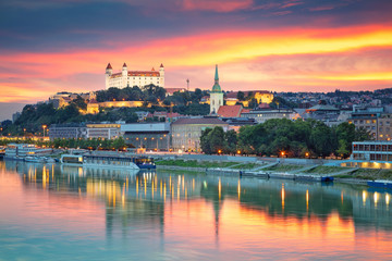 Bratislava. Cityscape image of Bratislava, capital city of Slovakia during sunset.
