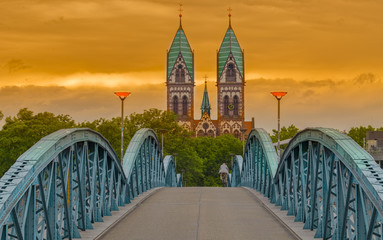 Most rowerowy Freiburg Abendrot