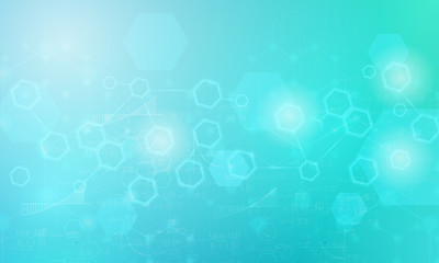 Abstrakcjonistyczne sześciokąt komórki na turkusowym wektorowym tle