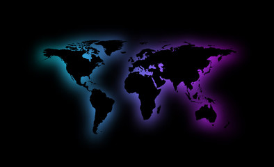 ABSTRAKCYJNA MAPA ŚWIATA KOLOROWE PODŚWIETLENIE