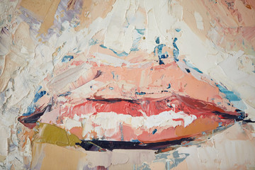 Usta na ścianie graffiti 