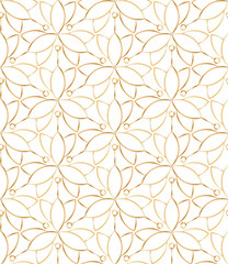 Bezszwowe liniowy złoty kwiatki na białym tle