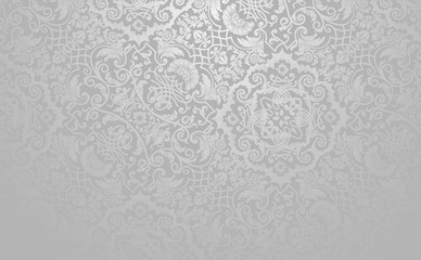 Elegancki kwiecisty wektorowy tło. Srebro stonowana rocznik dekoracyjna tekstura.