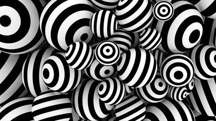 BIAŁE CZARNE KULE 3D ILUZJA 