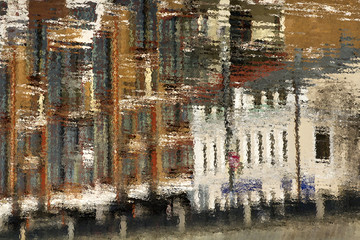 Odbicia domów w wodzie