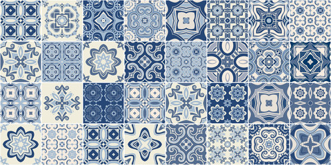 Tradycyjne portugalskie ozdobne płytki dekoracyjne azulejos.