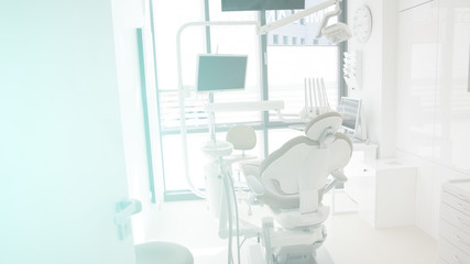 Abstract sharp hospital and clinic interior for background - Processing Blue color white balance