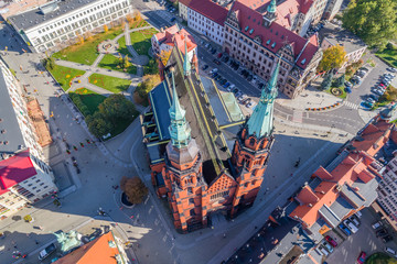 Katedra Świętego Piotra i Pawła w Legnicy widok z lotu ptaka