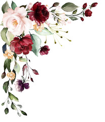 Kompozycja kwiatowa malowana farbami wodnymi.