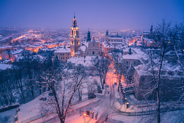 Architecture of Przemysl at night