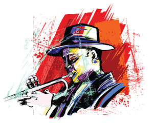 Tubowy gracz nad grunge tłem