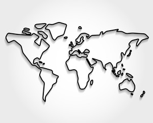 Mapa świata, czarny kontur