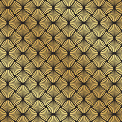 Bezszwowe Art Deco czarny i złoty liść wzór.