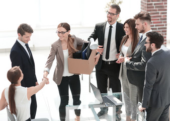 business team meets a new employee