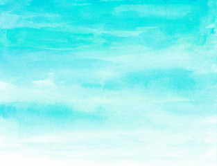Turkusowy akwareli tło Farby tekstura Ręka rysująca