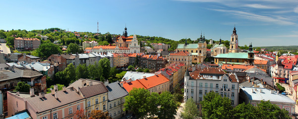 Stare Miasto Przemyśl, Polska. Panorama z wieży zegarowej.