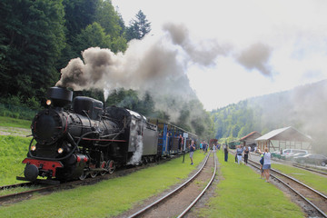 July 18, 2018: Cisna - Majdan, Poland: Bieszczady Railway Station in Cisna - Majdan in Bieszczady Mountains