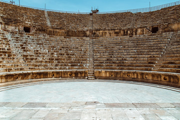 the architecture of the Roman Ruins of Jerash in the north of Amann in Jordan in the middle east. Jordan, Jerash, 2018