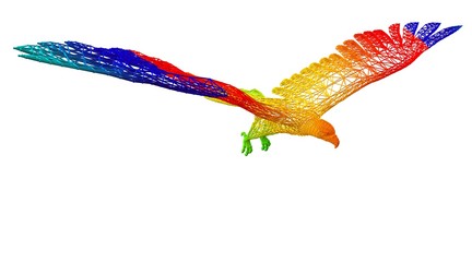 3d rendering zarysowany kolorowy tęczy zwierzę na bielu