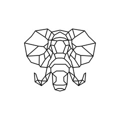 Słoń głowa logo geometrycznej linii wektorowej