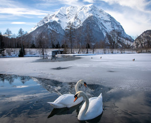 grimming w górach zimą, styria, austria