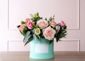 Beautiful bouquet of flowers in a box