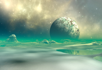 3D świadczonych Fantasy obcy krajobraz - ilustracja 3D