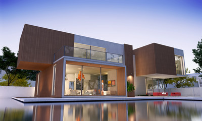 Nowoczesny luksusowy dom z drewnem