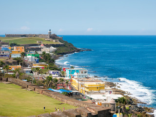 Old San Juan, Puerto Rico. January 2019.Panorama of La Perla slum in old San Juan, Puerto Rico