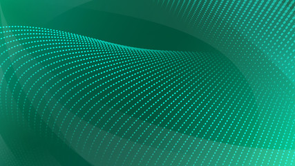Streszczenie tło zakrzywionych powierzchni i punktów rastrowych w turkusowych kolorach