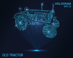 Stary hologram ciągnika. Tło cyfrowe i technologiczne ciągnika. Futurystyczny projekt ciągnika.