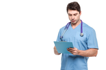 Lekarz na białym tle.