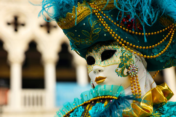 tradycyjny karnawał w Wenecji, portret ludzi z maską