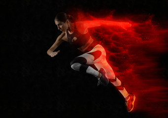 Kobieta szybkobiegacza pozostawiając rozpoczęcie