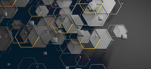 Dane w chmurze i sieć. Koncepcja nauki i technologii. Siatki i kształty geometryczne