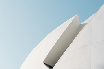 Minimalistic architecture facades blue background