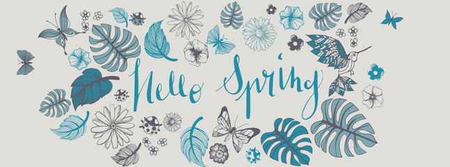 Wiosna ilustracje banner