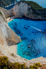 Shipwreck navagio beach w zatoce na greckiej wyspie Zakintos
