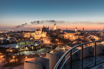 Panorama starego miasta w mieście Lublin, Polska