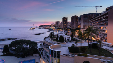 Zmierzch i niebieska godzina w Monte Carlo, Księstwo Monako