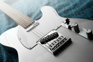 Tło gitara elektryczna rock. Zamknij się, płytkiej głębi ostrości