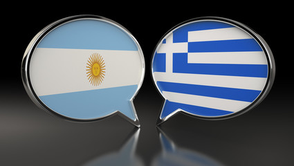 Flaga Argentyny i Grecji z dymkami. Ilustracja 3D