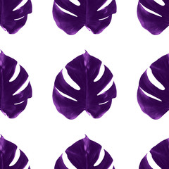 Monstera wydruku Jednolite wzór Liliowe liście monstera na białym tle Szablon projektu plakatów i banerów z miejsca na kopię