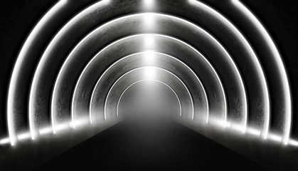 Streszczenie łuk, tunel, neon, promienie. Renderowania 3d